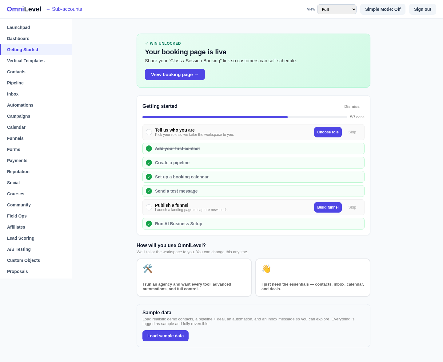 OmniLevel workspace overview